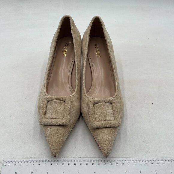 Wo Wagas Women's Nude Pointed Toe Pumps KItten Heels Wedding Party Dress Shoes - Picture 2 of 7